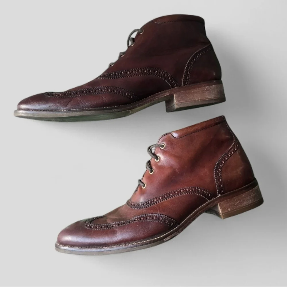 Cole Haan Liam Chukka Il Men's Wingtip Leather Ankle Boots Brogue Lace